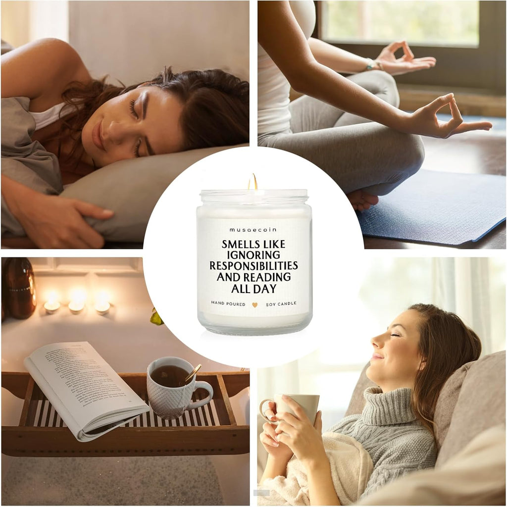 Book Lovers Gifts, Funny Gifts for Book Lovers, Birthday Bookish Presents for Readers Librarian Bookworm - Handmade Lavender Candle 7oz