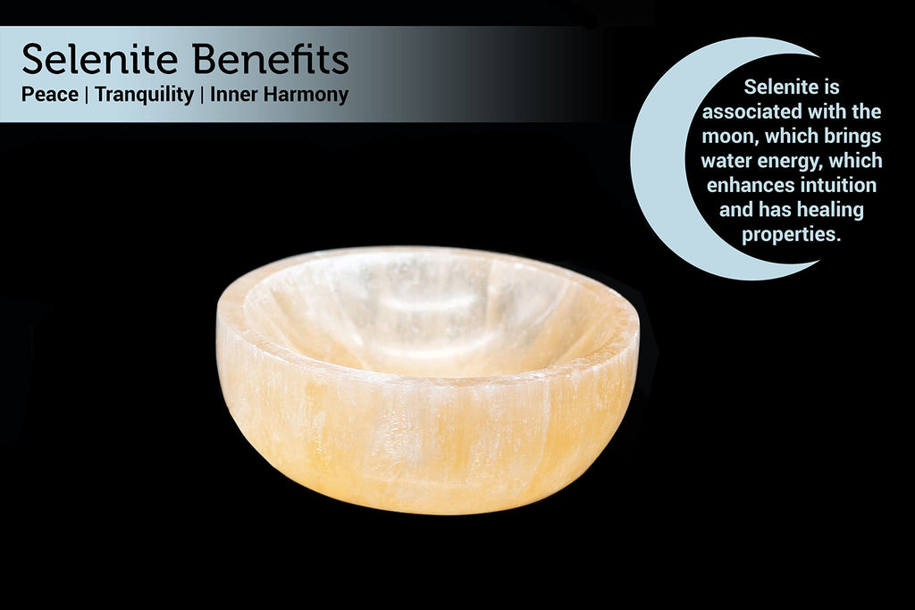 Soul Sticks Selenite Crystal Bowls for Smudging, Healing, Recharging Crystals | Pure Selenite Smudge Bowl & Crystal Charging Station Ethically Sourced in Morocco, Orange (4 Inch)