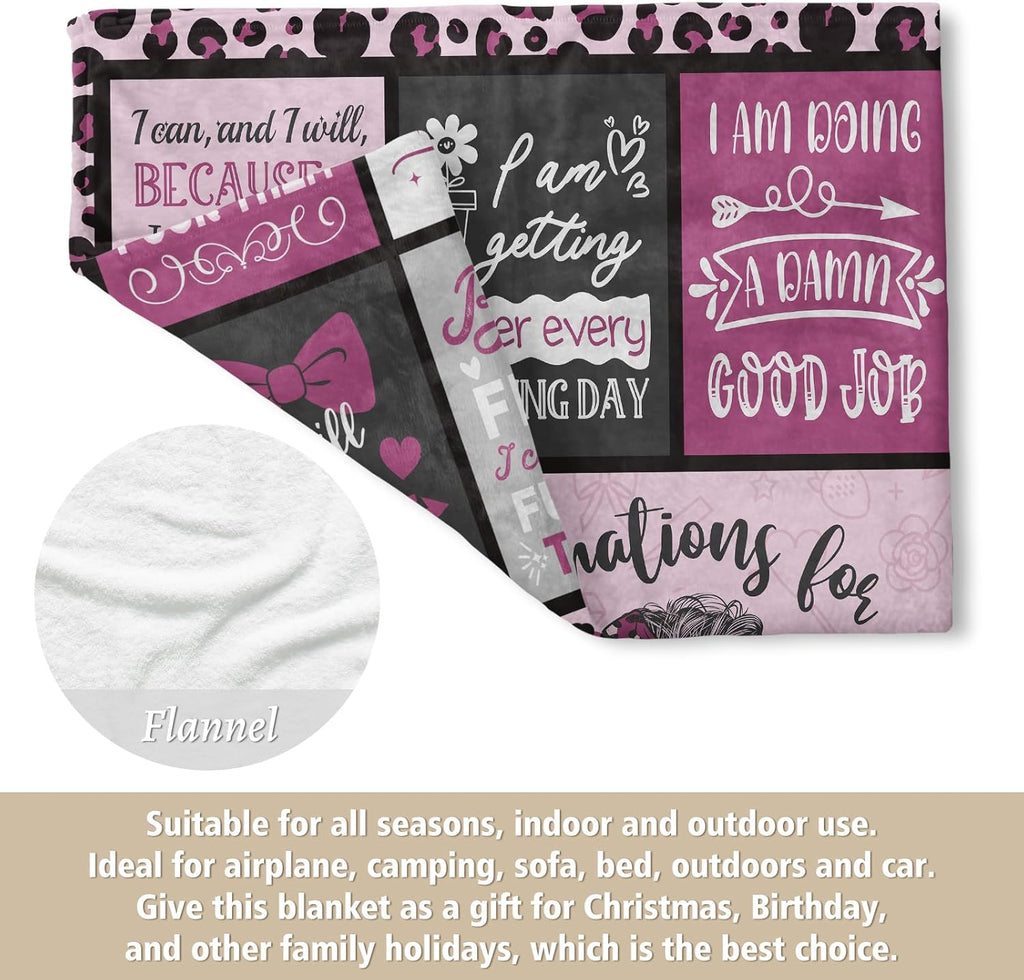 Craftique Affirmations for a Badass Blanket, Birthday Gifts for Women, Daily Motivational/Inspirational/Self Care Blanket for Women, Funny Practical Badass Affirmations Blankets, Soft
