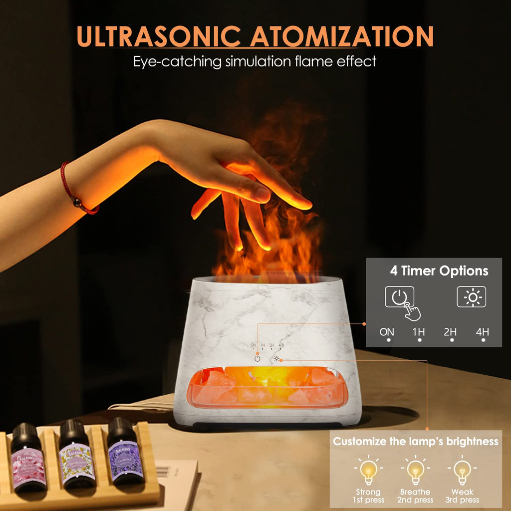 SALKING 2-in-1 Himalayan Salt Lamp & Ultrasonic Essential Oil Diffuser, Aromatherapy Diffuser Cool Mist Humidifier, Salt Therapy Lamp, 100% Pure Himalayan Salt, Ambient Glow, 150ml (Hot Pink)