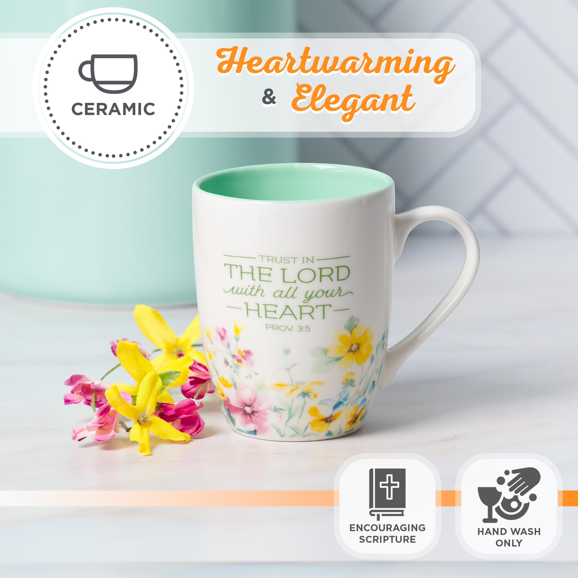 Christian Art Gifts Inspirational Ceramic Coffee & Tea Scripture Mug for Women: All Things are Possible Encouraging Bible Verse, Cute Microwave & Dishwasher Safe Drinkware, White & Pink Floral, 12 oz.
