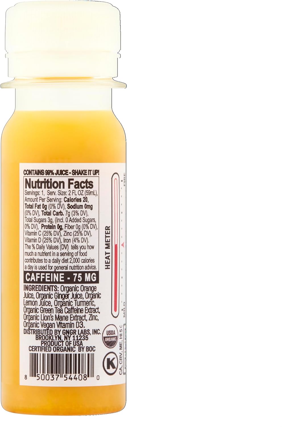 +GNGR Energy Booster – Organic Cold-Pressed Ginger Shot with Turmeric, Green Tea, Orange & Lemon Juice. Natural Energy Shot for Immune and Digestive Support, Nothing Artificial, 2 fl oz (Pack of 12)