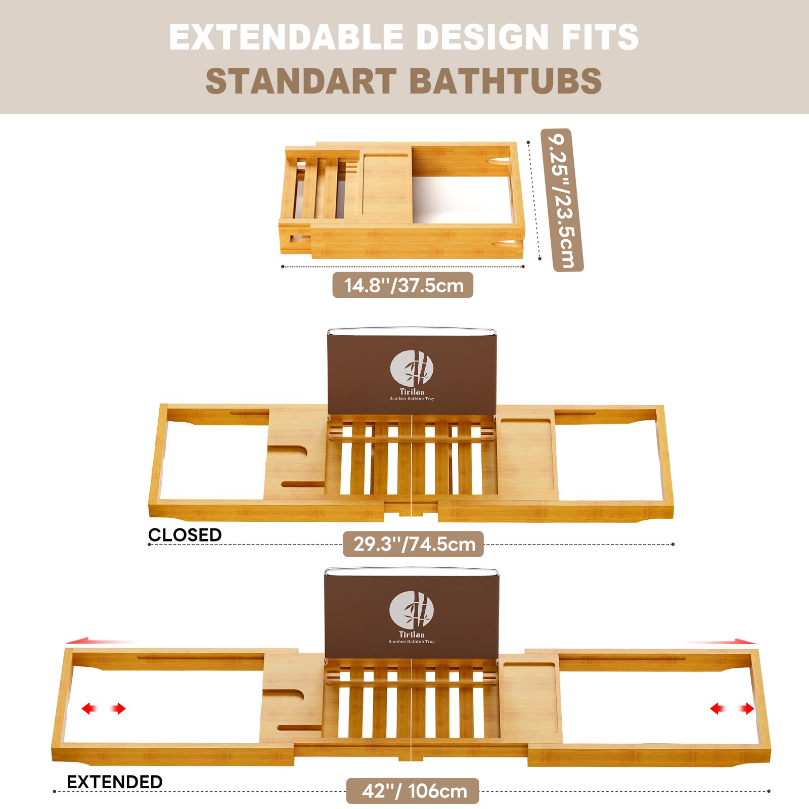 Premium Bathtub Tray Caddy, Expandable Bath Tray, Unique House Warming Gifts, New Home, Anniversary and Wedding Gifts for Couple, Bridal Shower Gift for Women