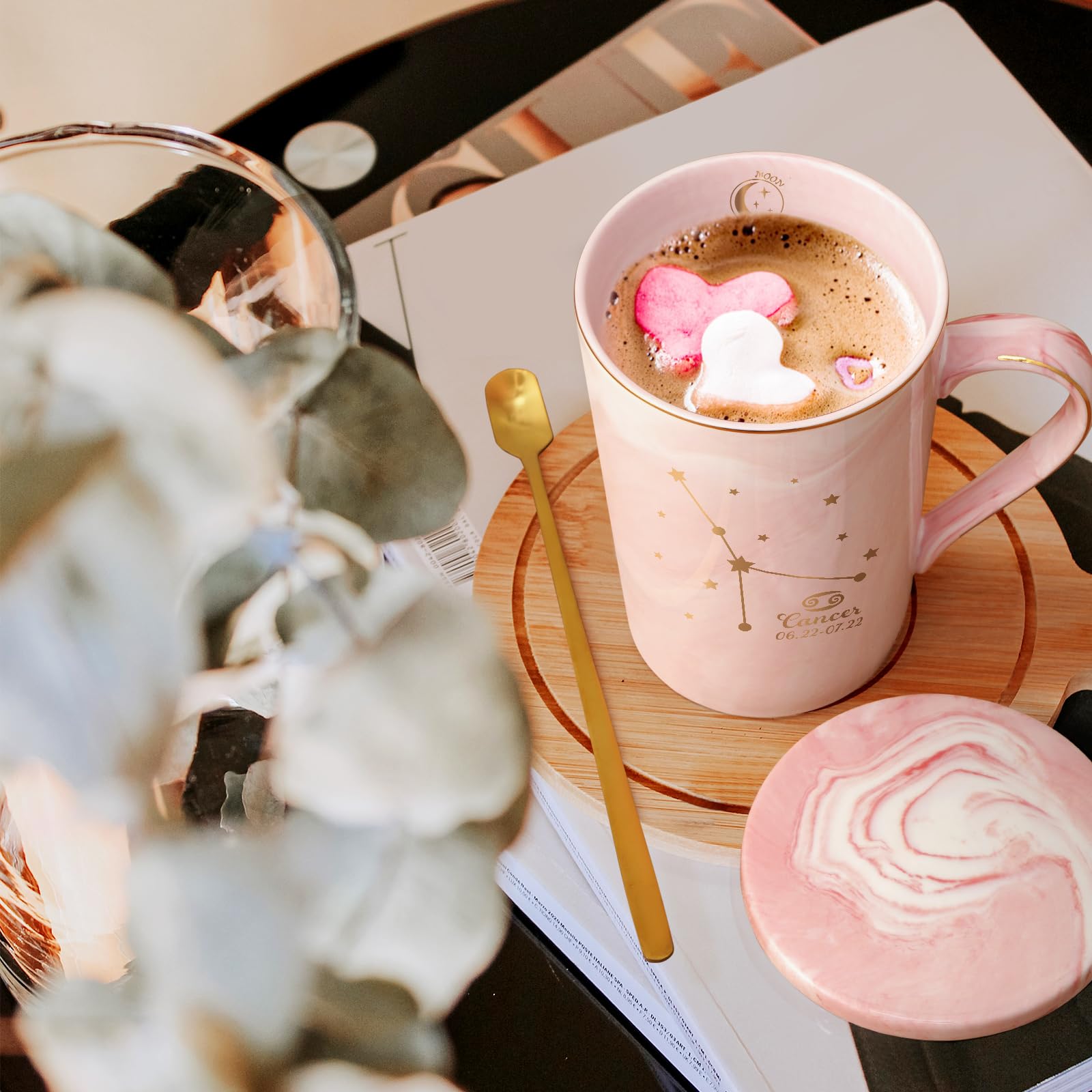 YHRJWN Pisces Gifts for Women, Pisces Constellation Mug, February March Birthdays Gifts for Women Horoscope Astrology Lovers, Pisces Zodiac Sign gifts for Women Girls, 14 Oz Pink with Gift Box