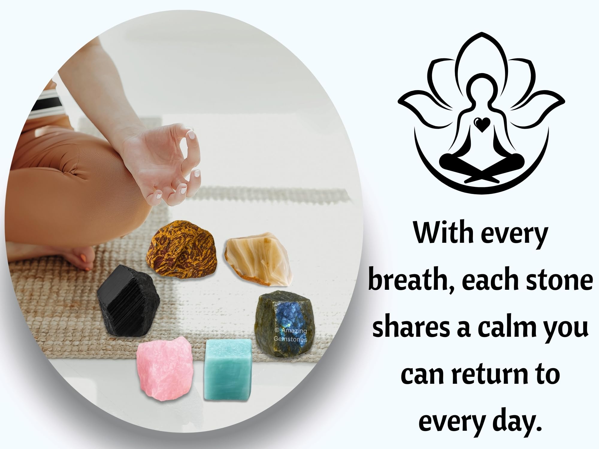 Amazing Gemstone Crystals for House Protection Manifestation, Set of 6 Amethyst, Scolecite, Shungite, Black Tourmaline, Selenite and Moss Agate Healing Crystals and Stones