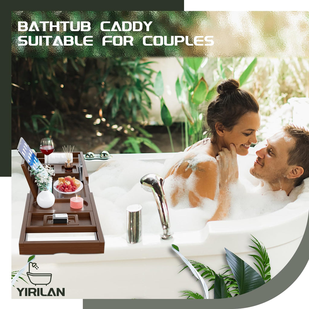 Premium Bathtub Tray Caddy, Expandable Bath Tray, Unique House Warming Gifts, New Home, Anniversary and Wedding Gifts for Couple, Bridal Shower Gift for Women