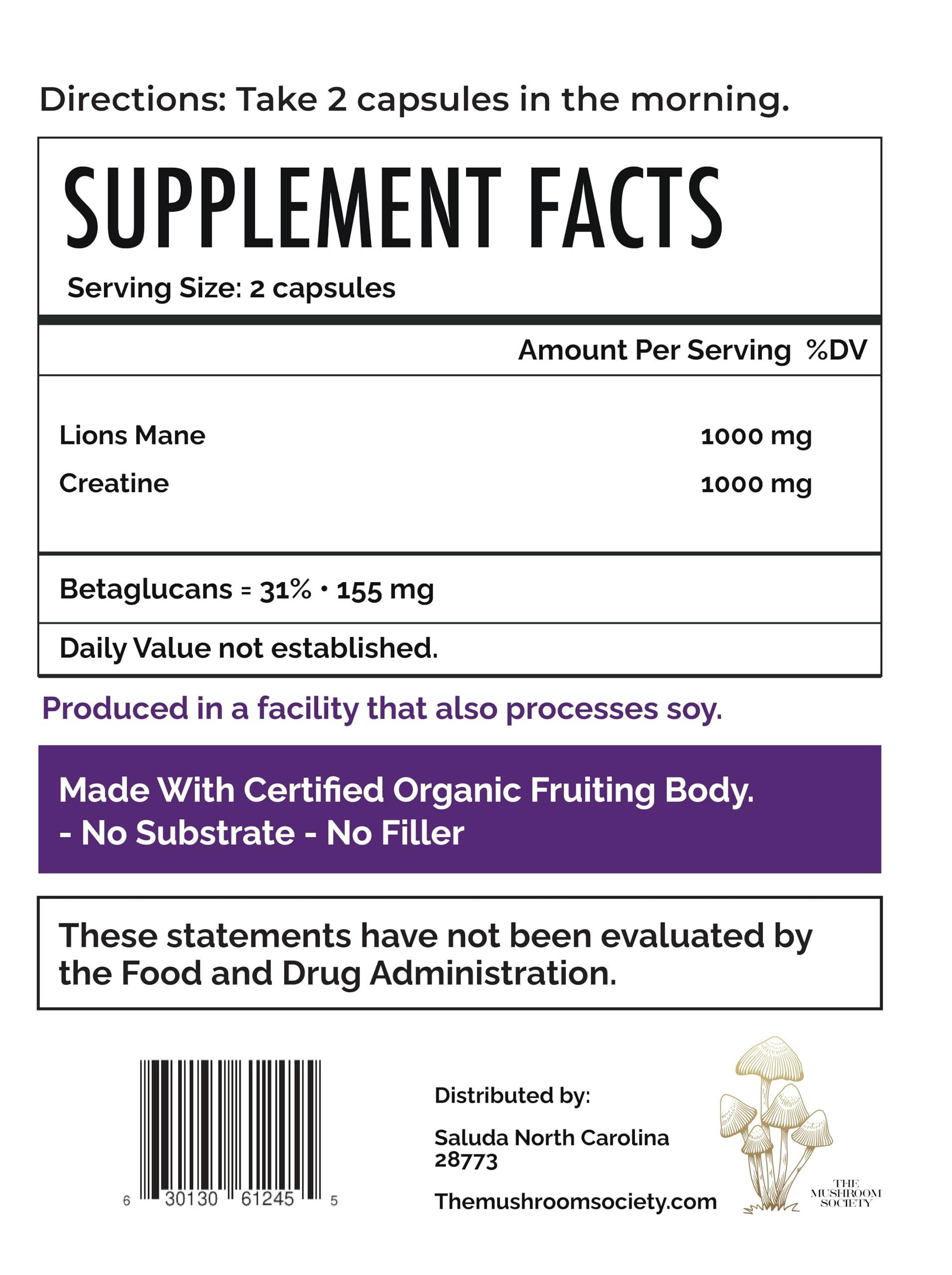 Morning Rush - Lion’s Mane, Ashwagandha, Turmeric & B12 Extract Blend Supplement - Focus & Energy Support - 60 Vegan Capsules