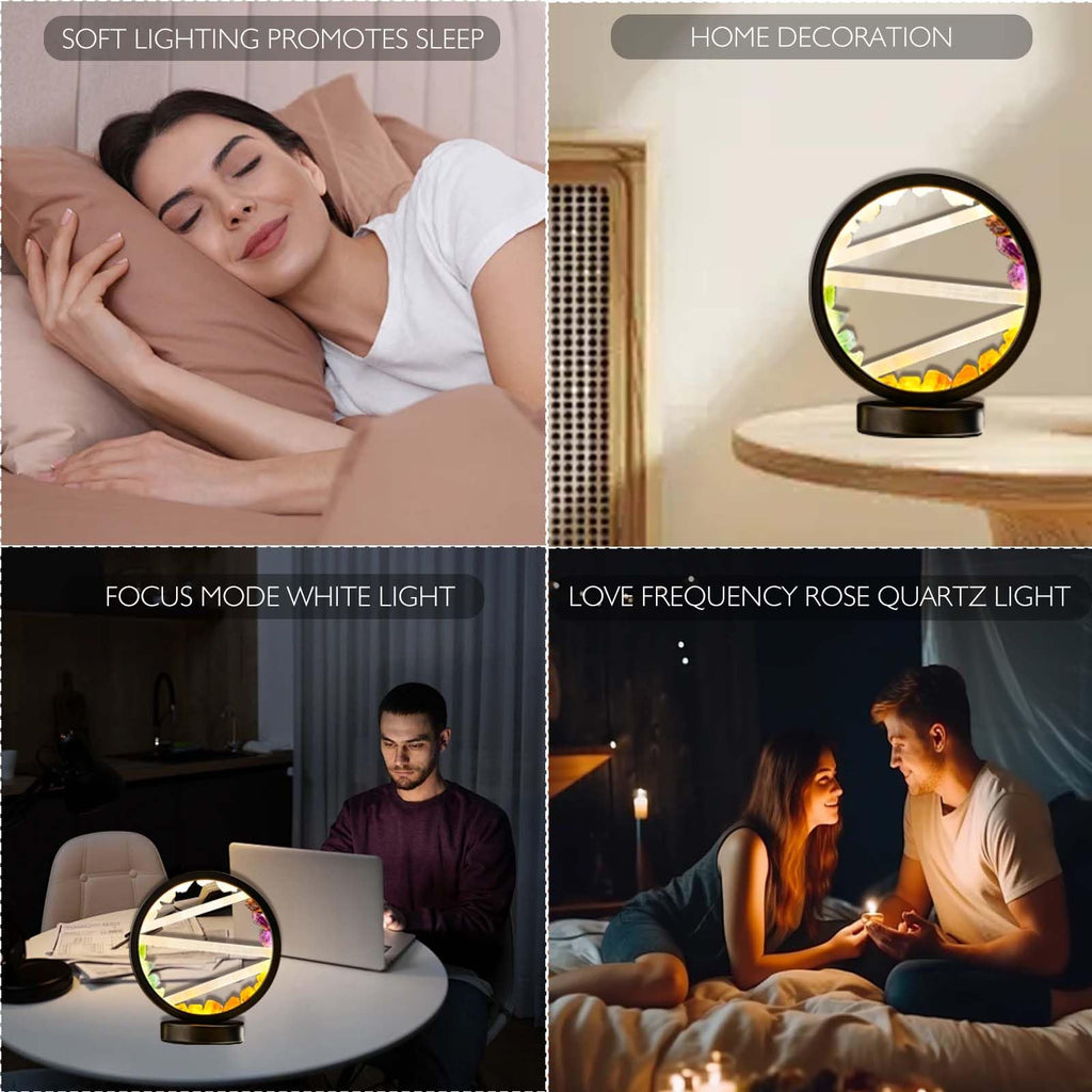 Runyangshi Amethyst Night Lamp 8.6" Natural Healing Crystal Bedside Lamp USB Port 3 Colours Dimming Mode Bedroom Lamp Suitable Night Light for Living Room Bedroom Office Home Decor Ideal Gift
