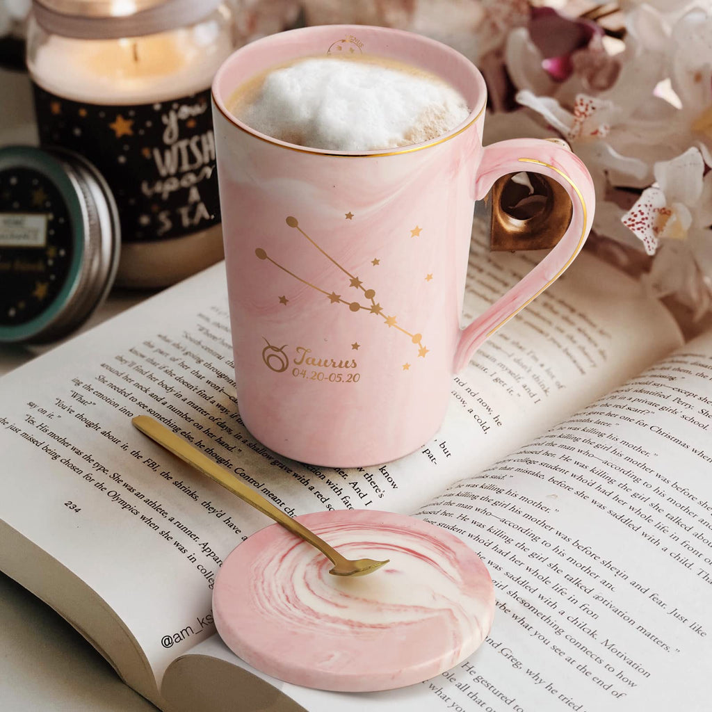 YHRJWN Pisces Gifts for Women, Pisces Constellation Mug, February March Birthdays Gifts for Women Horoscope Astrology Lovers, Pisces Zodiac Sign gifts for Women Girls, 14 Oz Pink with Gift Box