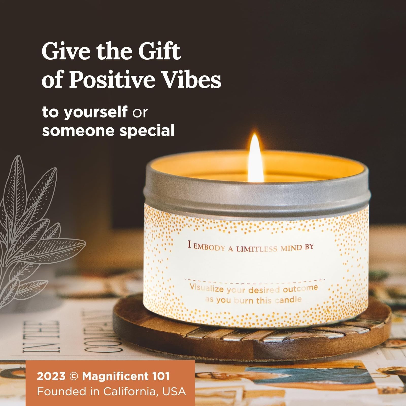 Magnificent 101 Long-Lasting Home Blessing - Love & Laughter Aromatherapy Smudge Candle - 6 Oz - 35-Hour Burn - Soy Wax, Sage, Bergamot & Sandalwood - Meditation & Manifestation - Sage Candle