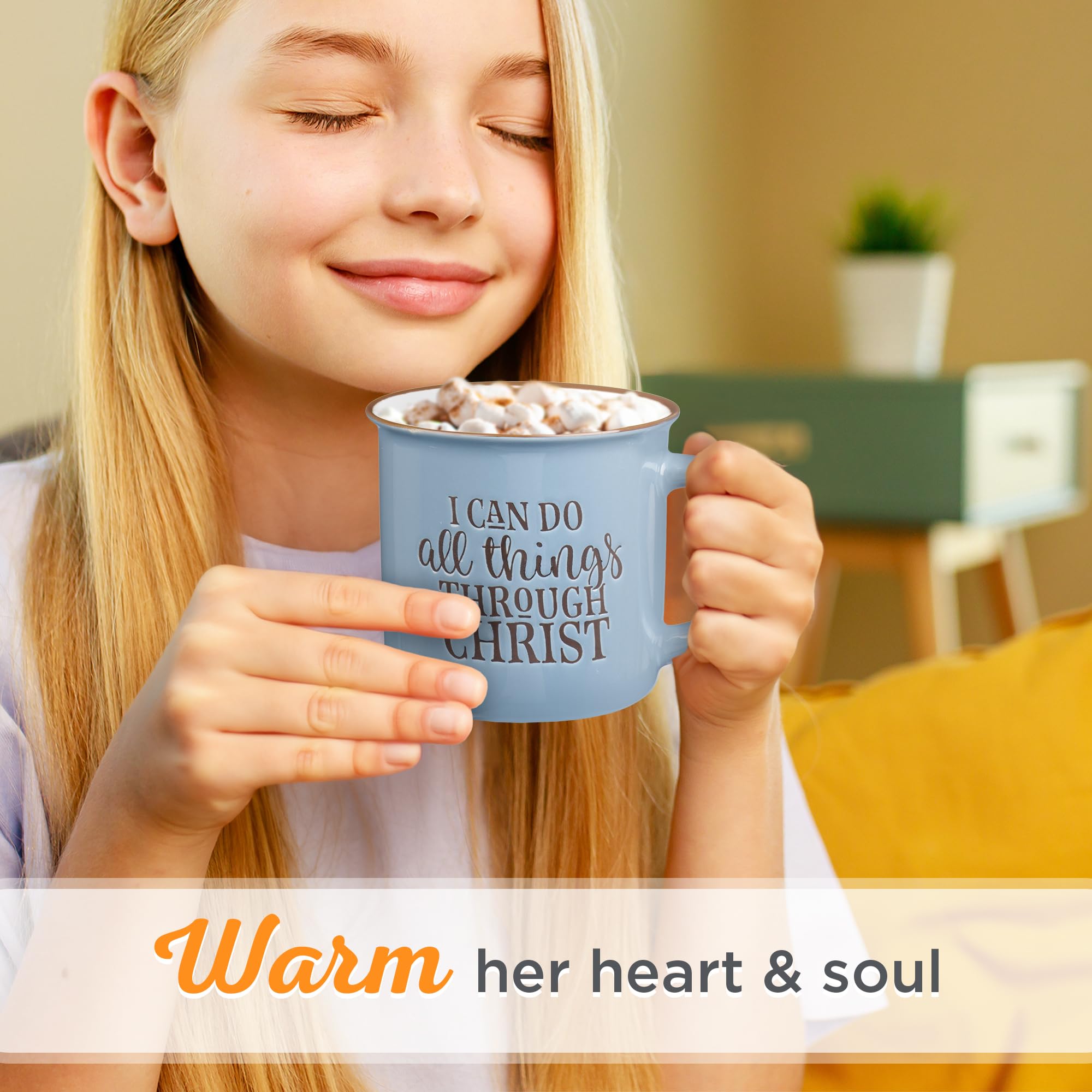 Christian Art Gifts Lavender Camp Style Ceramic Coffee Mug – 13 oz. Microwave & Dishwasher Safe Inspirational Scripture Coffee & Tea Mug for Women with Bible Verse: Let Your Light Shine – Matthew 5:16