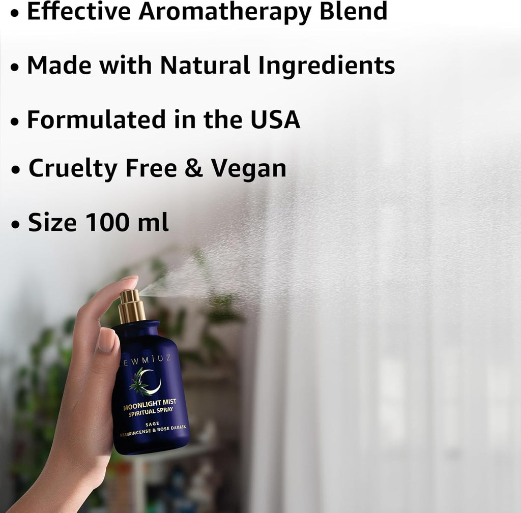 Clearing Sage Smudge Spray Mist Spiritual Aromatherapy for Stress Relief Success Prosperity Frankincense Rose Natural Essential Oils Destress Gift