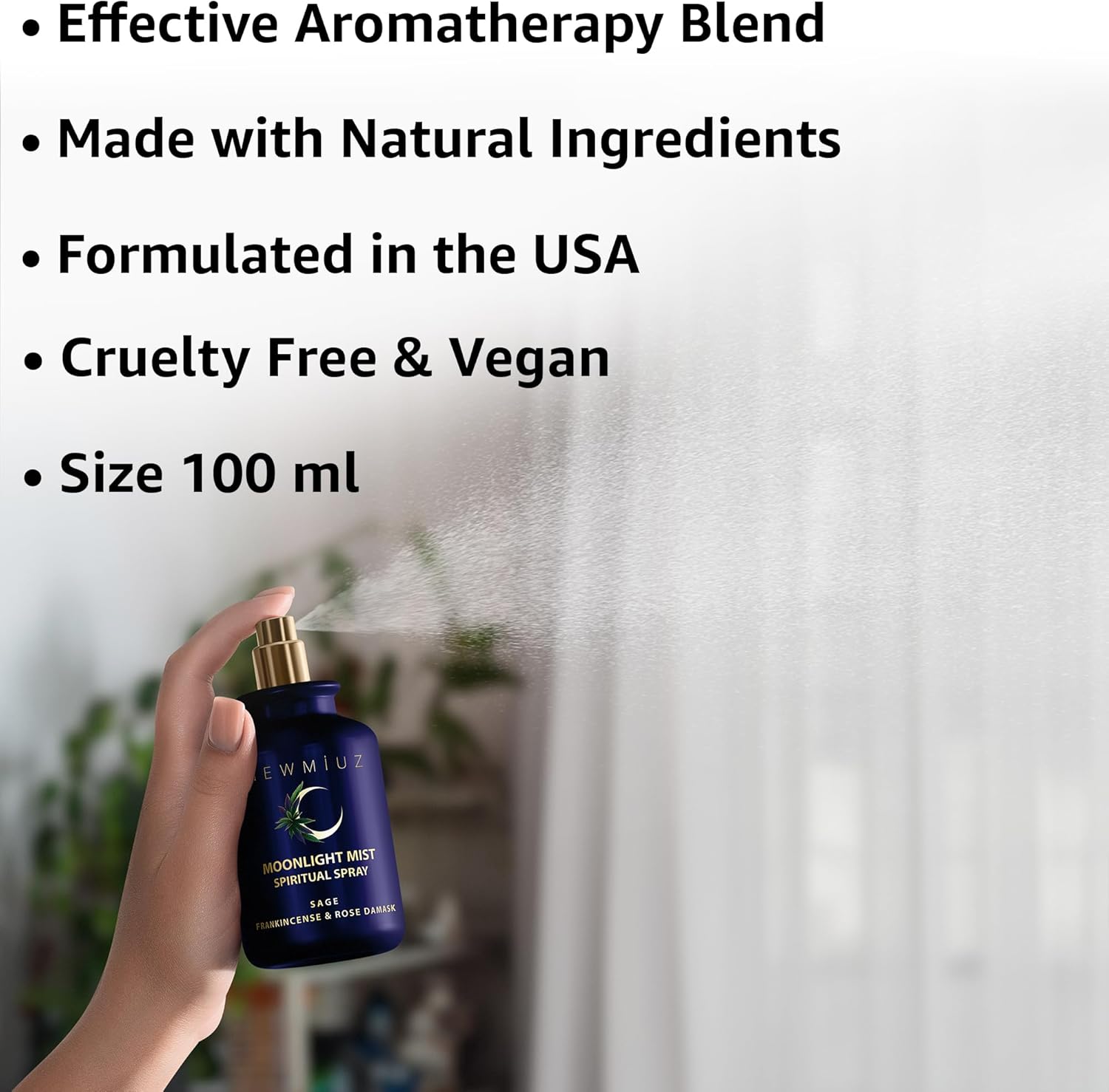 Clearing Sage Smudge Spray Mist Spiritual Aromatherapy for Stress Relief Success Prosperity Frankincense Rose Natural Essential Oils Destress Gift
