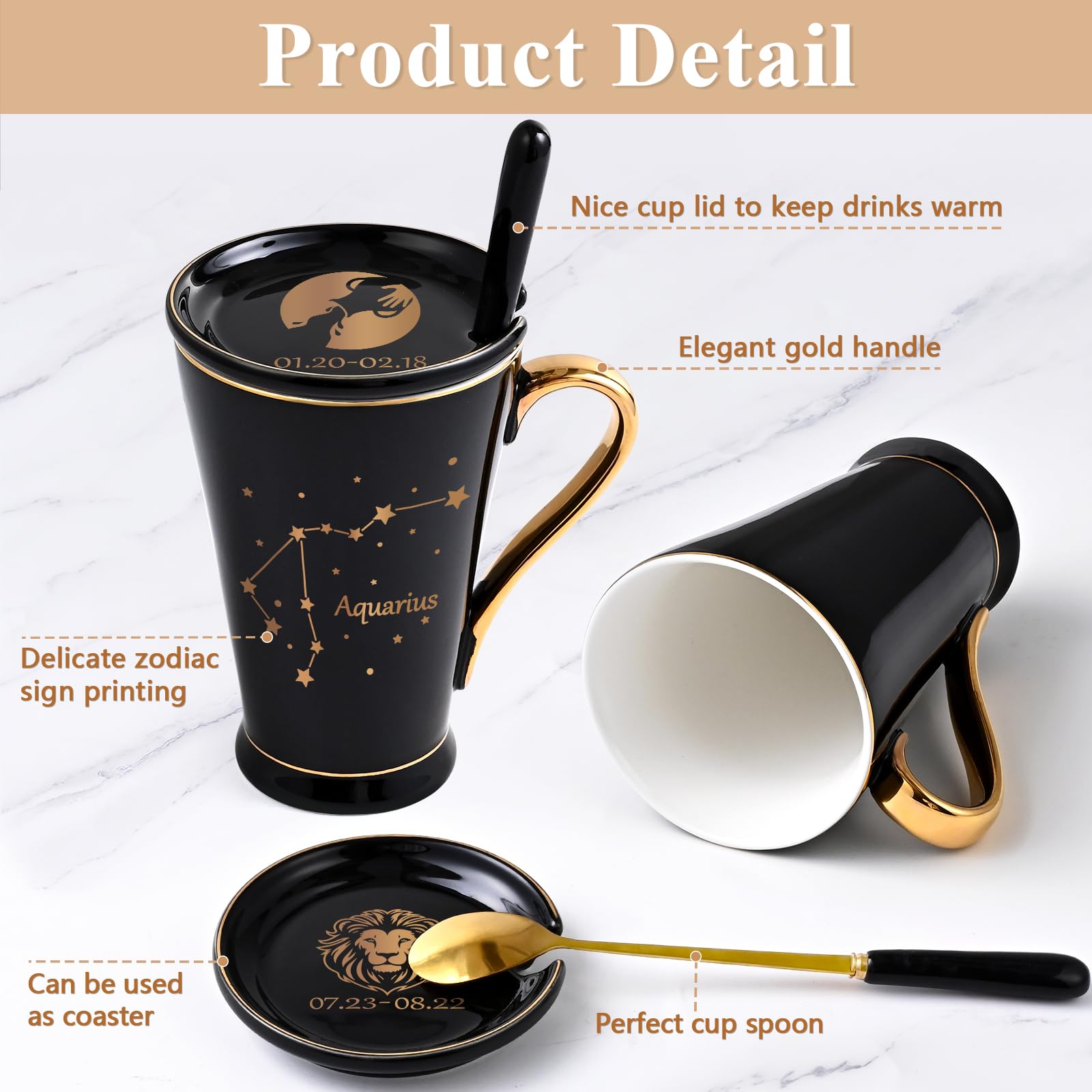 Maustic Aries Gifts for Women Men, March April Birthday Gifts, Zodiac Sign Gift, Astrology Horoscope Constellation Gift for Best Friend, Astrology Lover, Aries Coffee Mug, 12 Oz