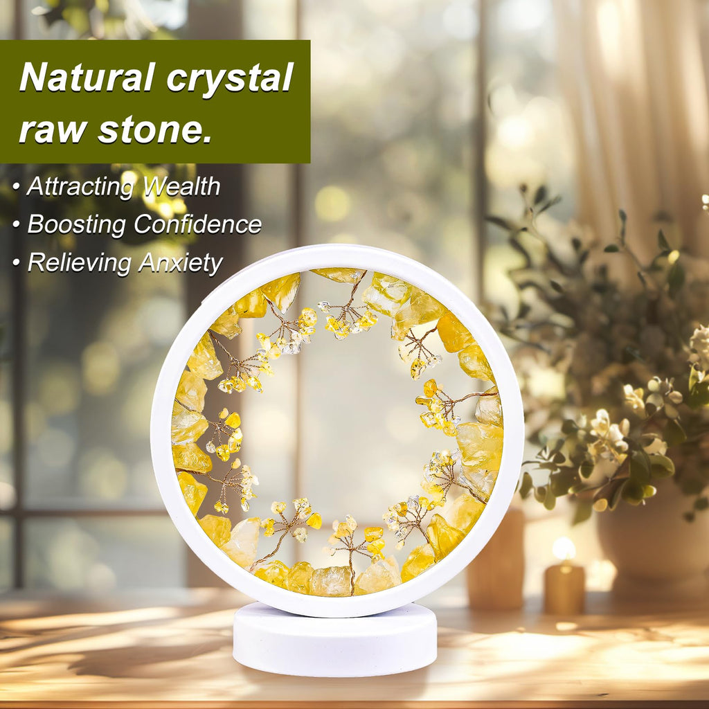 Runyangshi Amethyst Night Lamp 8.6" Natural Healing Crystal Bedside Lamp USB Port 3 Colours Dimming Mode Bedroom Lamp Suitable Night Light for Living Room Bedroom Office Home Decor Ideal Gift