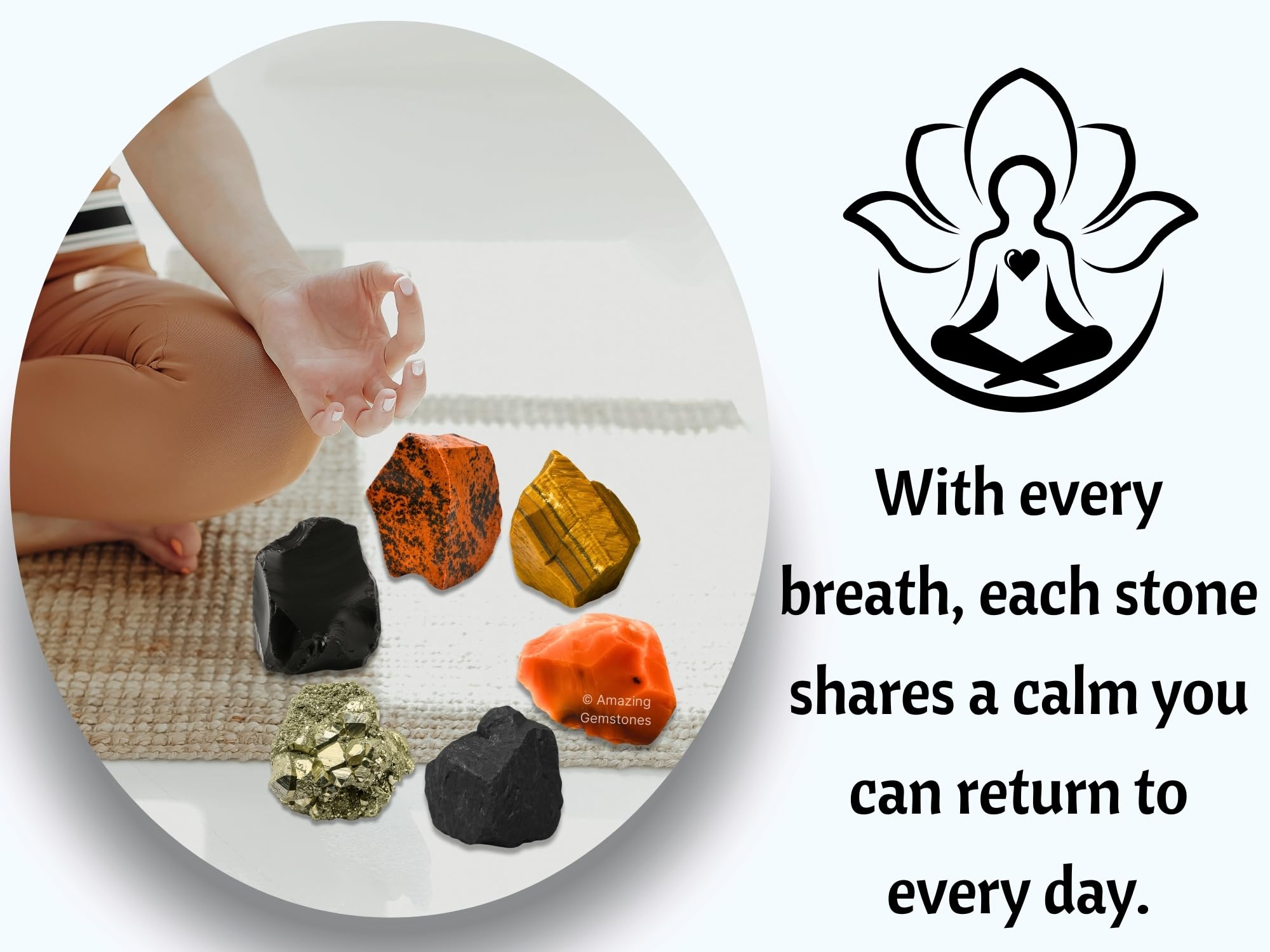 Amazing Gemstone Crystals for House Protection Manifestation, Set of 6 Amethyst, Scolecite, Shungite, Black Tourmaline, Selenite and Moss Agate Healing Crystals and Stones