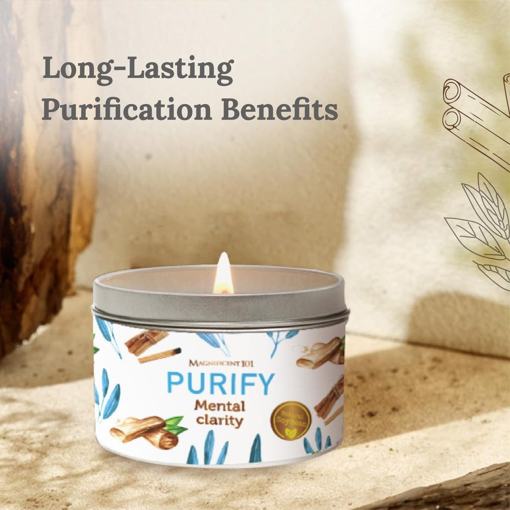 Magnificent 101 Long-Lasting Home Blessing - Love & Laughter Aromatherapy Smudge Candle - 6 Oz - 35-Hour Burn - Soy Wax, Sage, Bergamot & Sandalwood - Meditation & Manifestation - Sage Candle