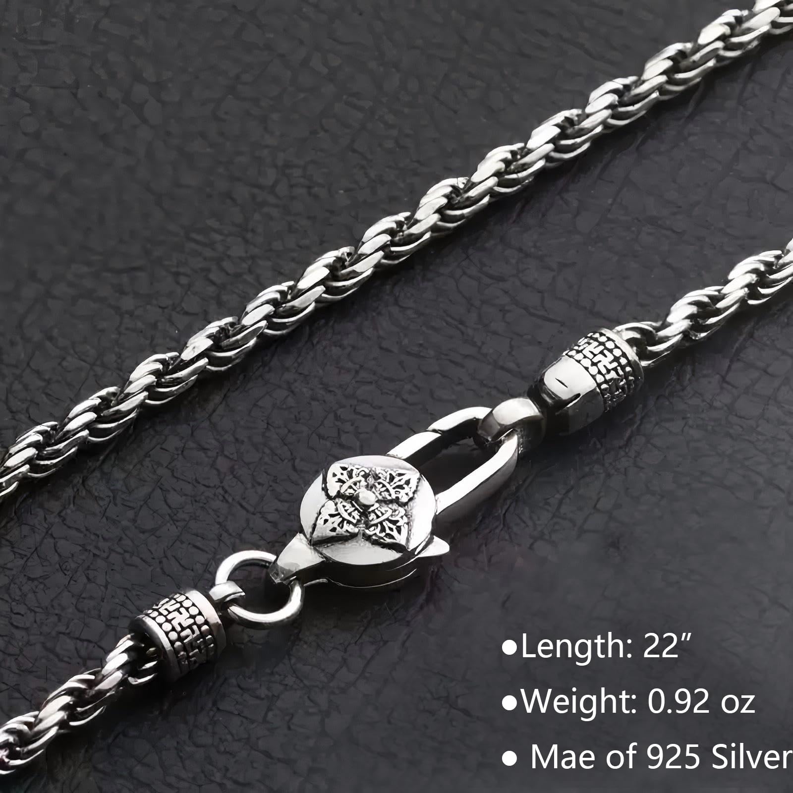 Italian Sterling Silver S925 Retro Chain Necklace for Men, Vintage Style Jewelry Gift