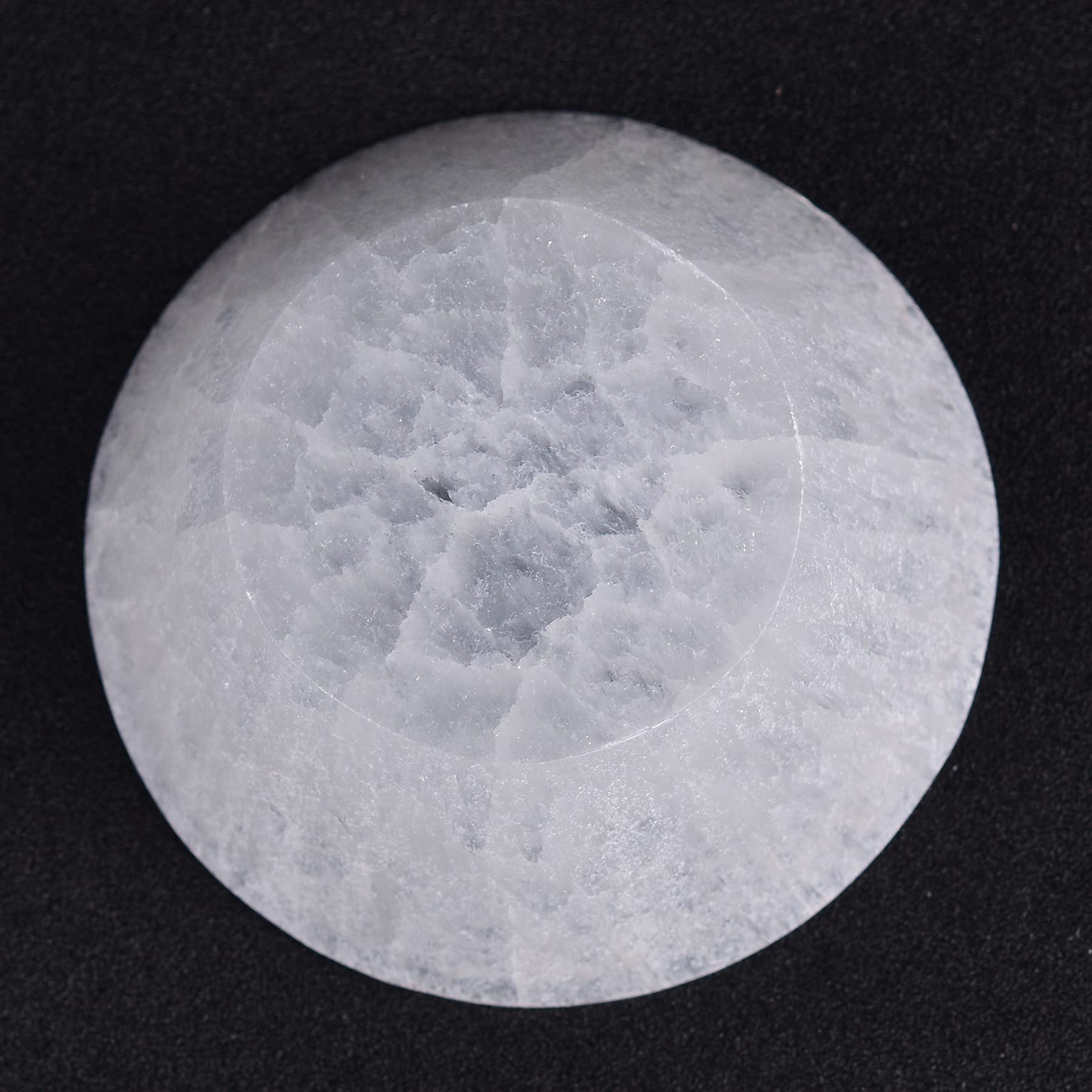 AMOYSTONE Natural Selenite Charging Bowl with Mandala Engraving 3.5-4'' Energy Cleansing Crystal Plate for Healing Meditation and Spiritual Home Decor