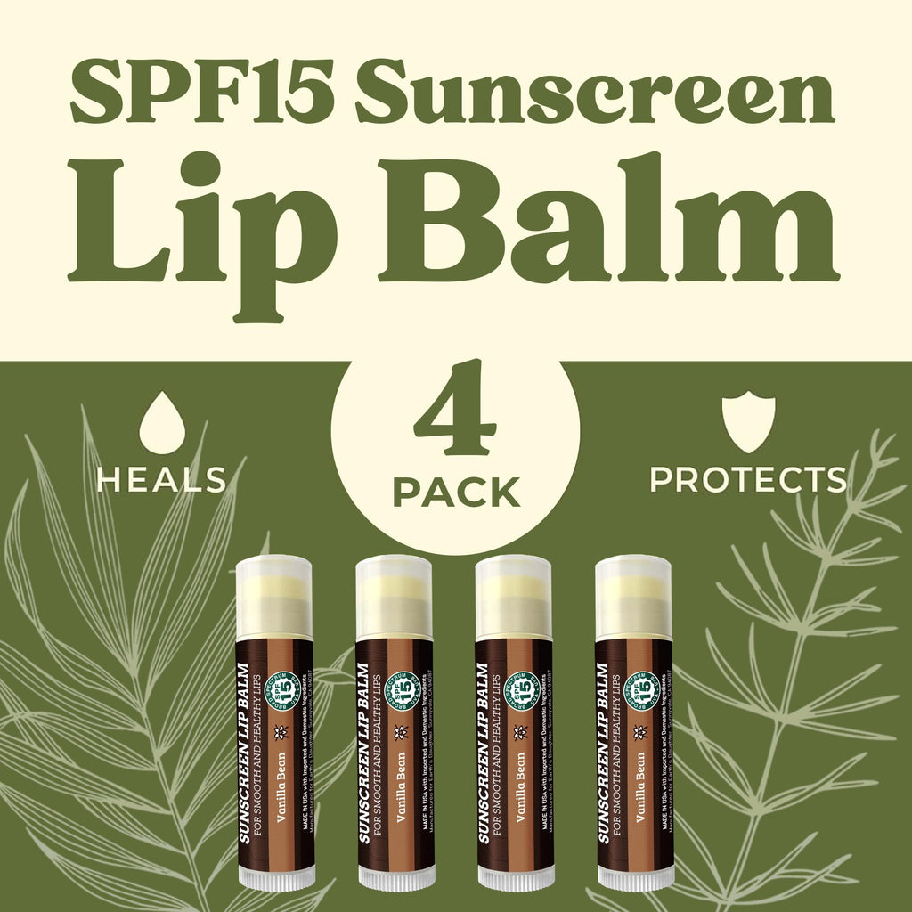 Earth's Daughter USDA Organic Lip Balm 6-Pack - Fruit Flavors, Beeswax, Coconut Oil, Vitamin E - Best Lip Repair Chapstick for Dry Cracked Lips - Moisturizing Lip Care