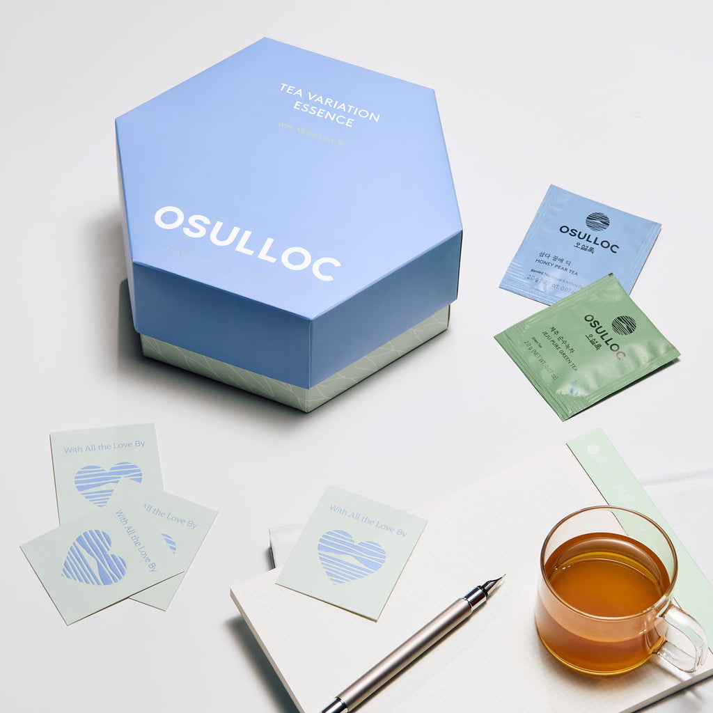 OSULLOC Premium Tea Collection (40 count, 10 flavors x 4 ea), Self Care Sampler Gift Box Variety Pack, Premium Organic Pure & Blended Tea from Jeju