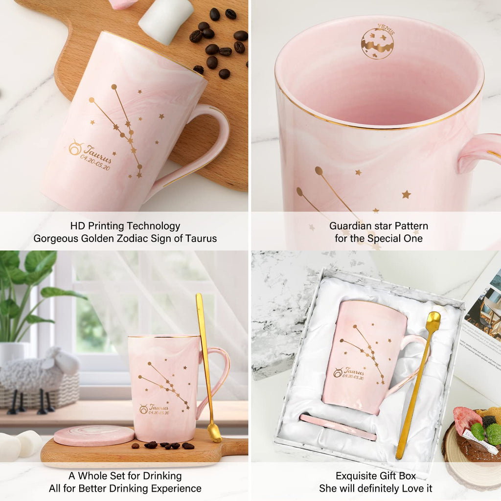YHRJWN Pisces Gifts for Women, Pisces Constellation Mug, February March Birthdays Gifts for Women Horoscope Astrology Lovers, Pisces Zodiac Sign gifts for Women Girls, 14 Oz Pink with Gift Box