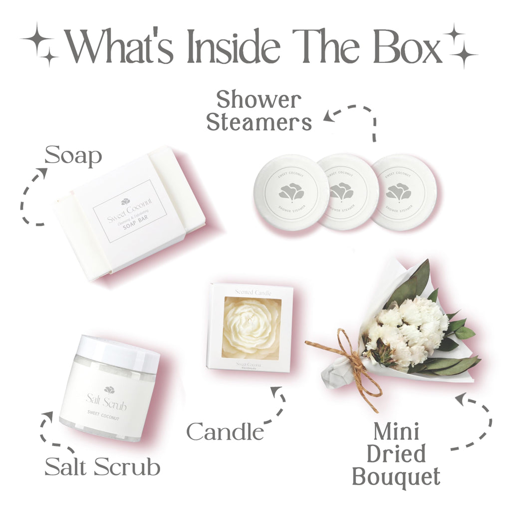 Mothers Day Spa Box for Women – Coffee Scented Candle Set with Bath Bomb & Salt Scrub, Handmade Birthday Present for Her