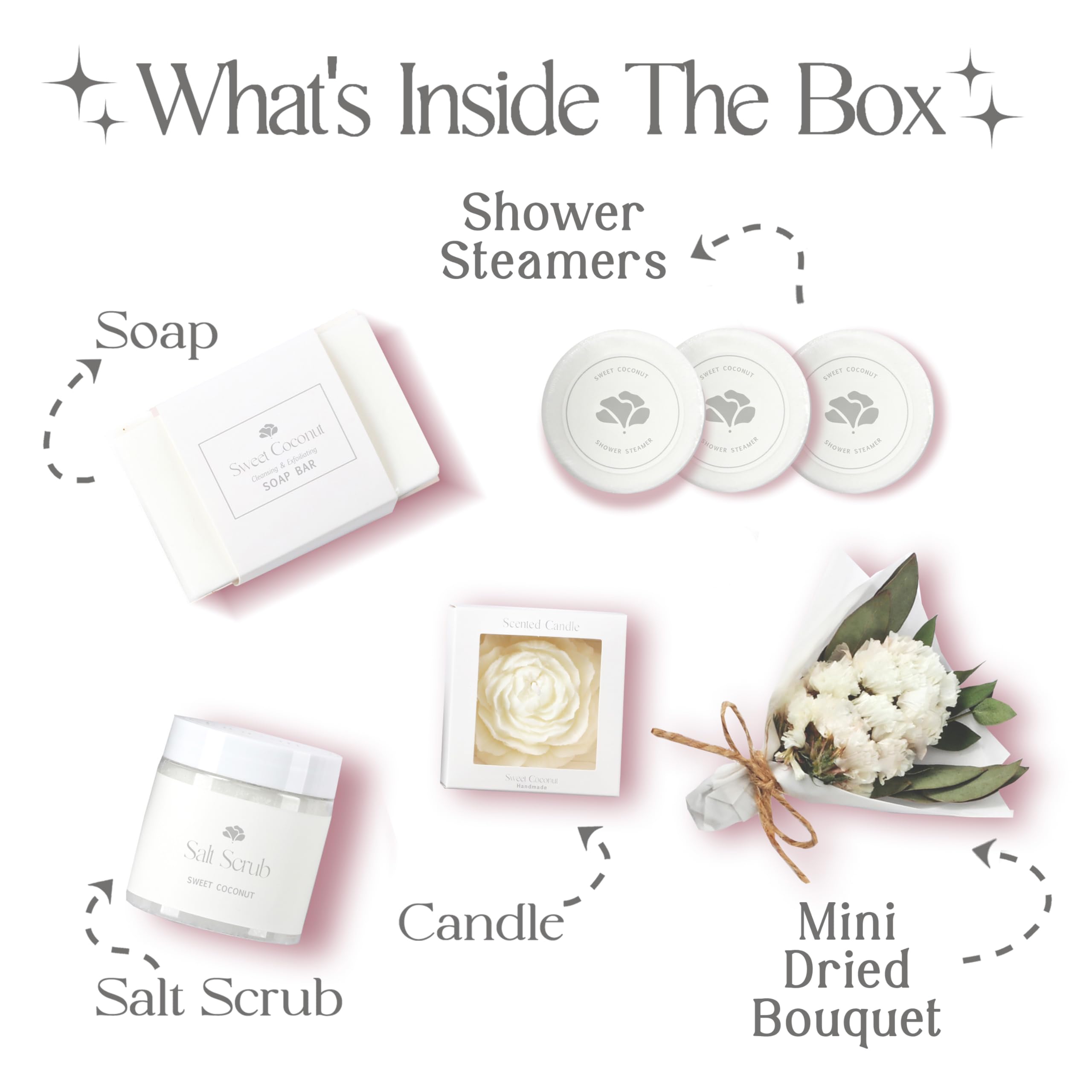 Mothers Day Spa Box for Women – Coffee Scented Candle Set with Bath Bomb & Salt Scrub, Handmade Birthday Present for Her