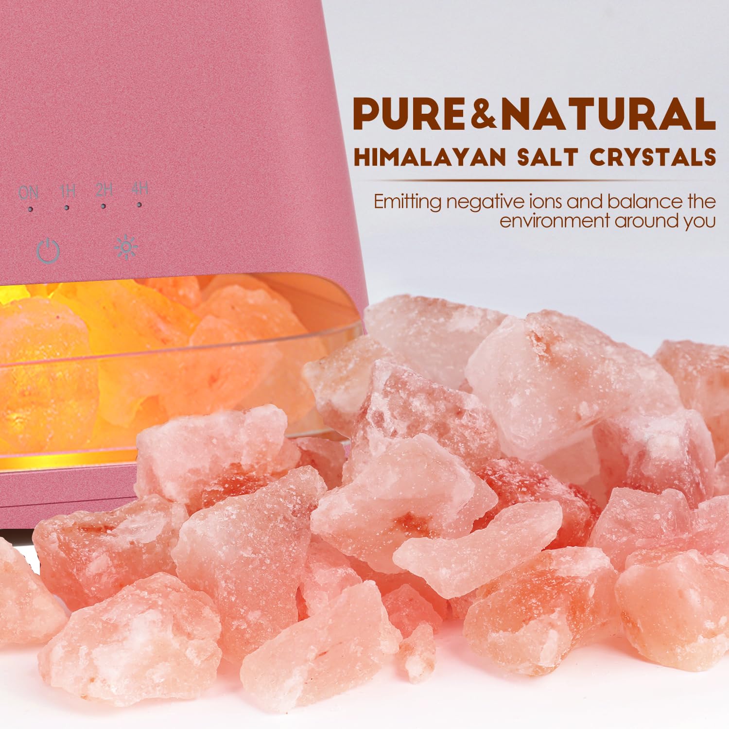 SALKING 2-in-1 Himalayan Salt Lamp & Ultrasonic Essential Oil Diffuser, Aromatherapy Diffuser Cool Mist Humidifier, Salt Therapy Lamp, 100% Pure Himalayan Salt, Ambient Glow, 150ml (Hot Pink)