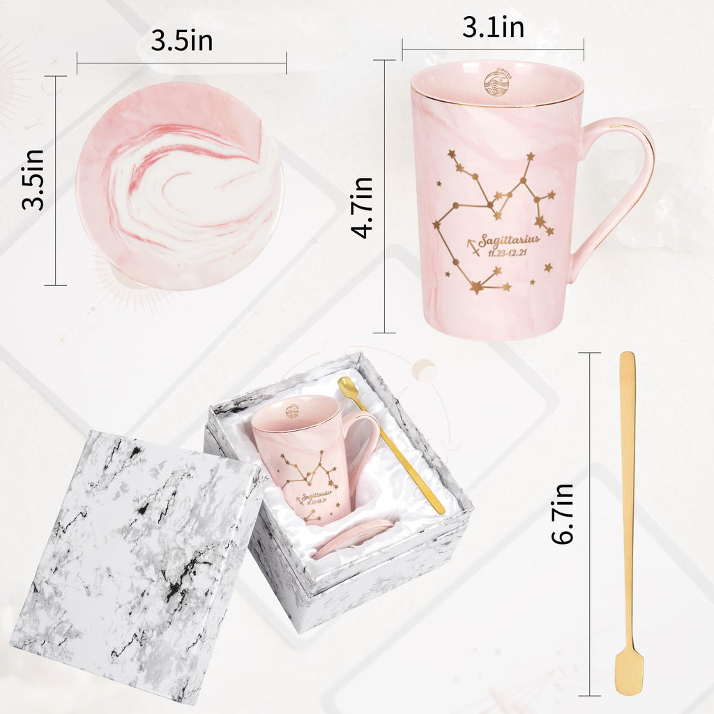 YHRJWN Pisces Gifts for Women, Pisces Constellation Mug, February March Birthdays Gifts for Women Horoscope Astrology Lovers, Pisces Zodiac Sign gifts for Women Girls, 14 Oz Pink with Gift Box
