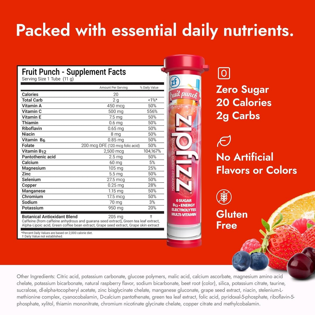 Zipfizz Daily Energy Drink Powder, Variety Pack, 15 Pack | 3-in-1 Sustained Energy, Rapid Hydration, and Essential Vitamins | Sugar-Free | Electrolyte Powder | Contains Vitamin B-12 & Antioxidants