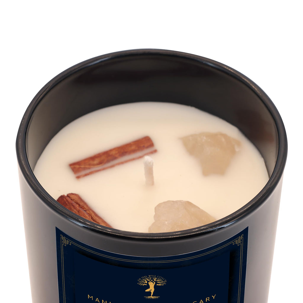 Aromatherapy Scented Candle for Women & Men - Infused with Rose Petals, Cannabis, & Amethyst Crystals - 100% Cotton Wick, 50 Hrs Burn Time & 10.5 Oz Hand-Poured Soy Candle for Relaxation & Mindfulness