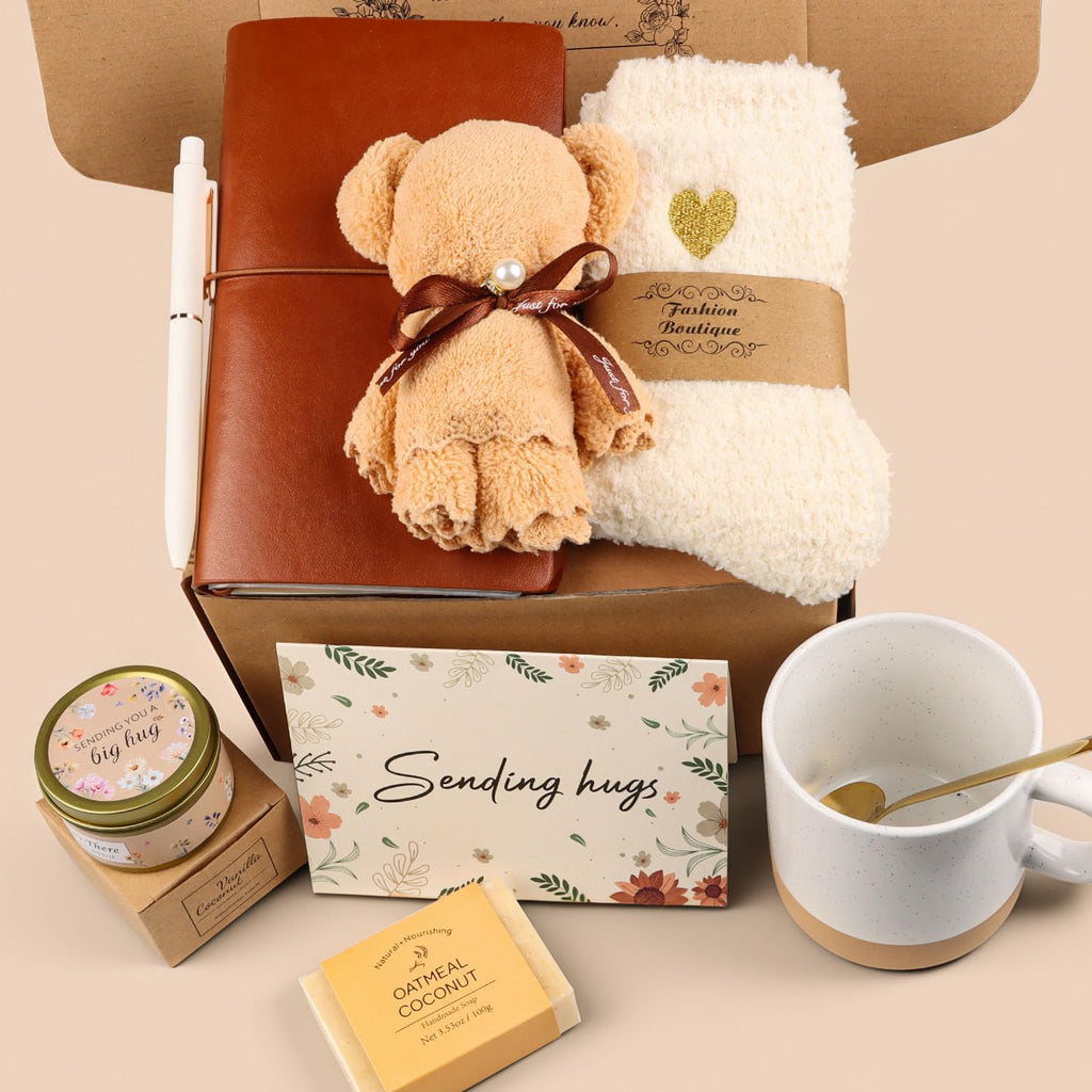 Elegant Birthday Gifts for Women, Black Bow Unique Birthday Relaxing Gifts Box with Scented Candles, Greeting Card & Home-Spa Relaxation, Birthdays Presents for Her, Best Friend, Sister, Wife