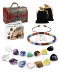 Crystals and Healing Stones, 9 Pcs Healing Crystals Set, 7 Chakra Crystal Stones Set Real Natural Selenite Pyramid Reiki Raw Rock Energy Protection Meditation with Wooden Box, Crystal Gifts for Women