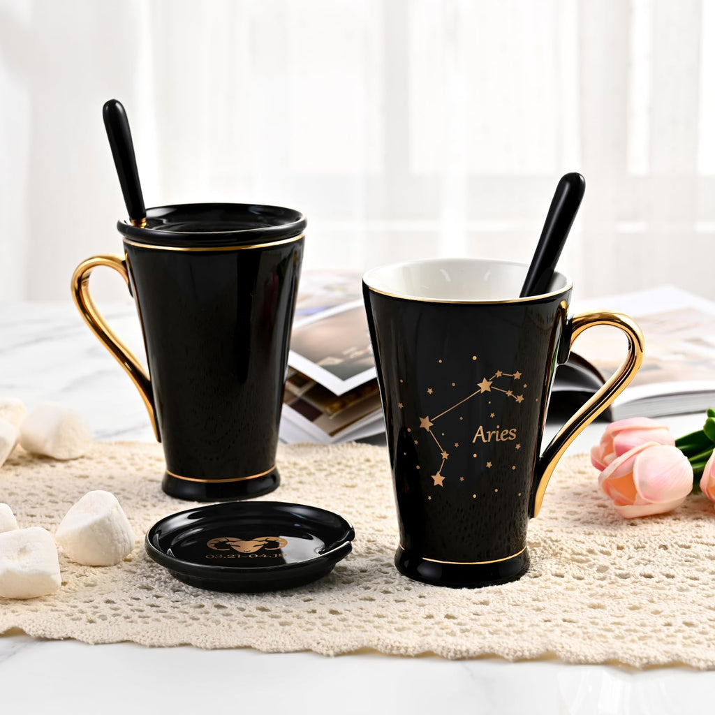 Maustic Aries Gifts for Women Men, March April Birthday Gifts, Zodiac Sign Gift, Astrology Horoscope Constellation Gift for Best Friend, Astrology Lover, Aries Coffee Mug, 12 Oz
