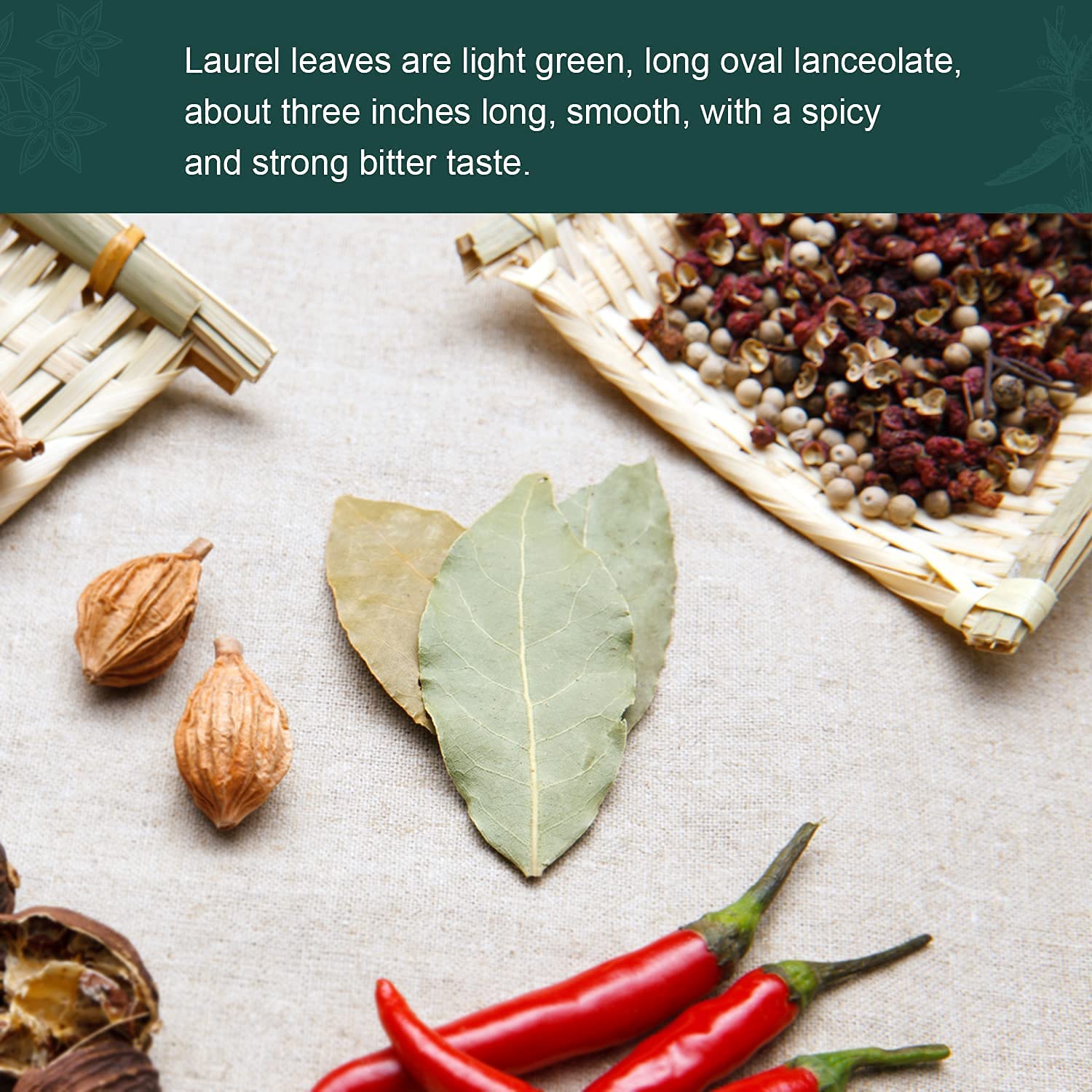 Soeos Bay Leaves Whole, 2 oz(57g), Non-GMO Verified, Dried Leaf, Freshly Packed to Keep Fresh, Laurel Herbs for Cooking, Dried Bay Leaves, Fresh, Green