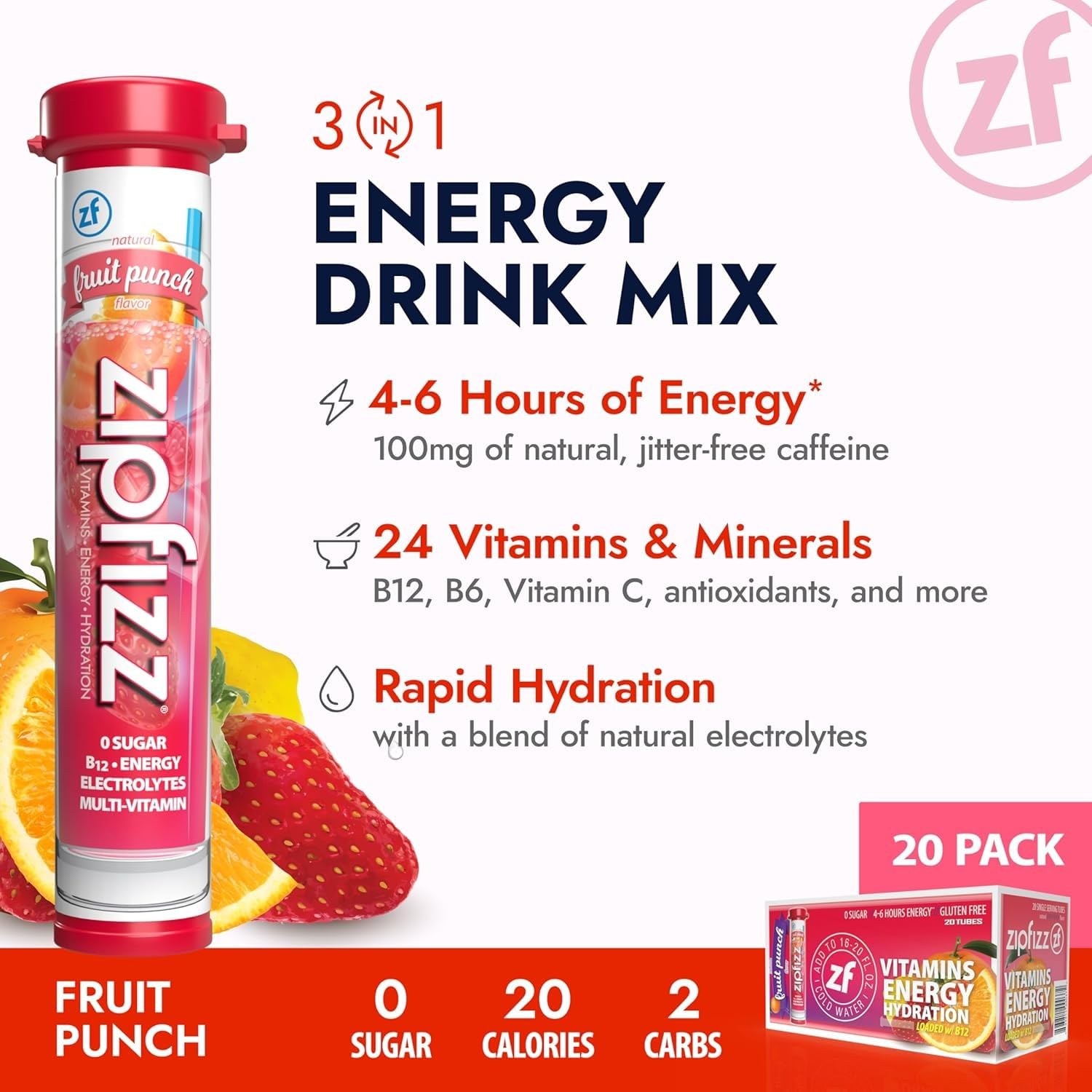 Zipfizz Daily Energy Drink Powder, Variety Pack, 15 Pack | 3-in-1 Sustained Energy, Rapid Hydration, and Essential Vitamins | Sugar-Free | Electrolyte Powder | Contains Vitamin B-12 & Antioxidants