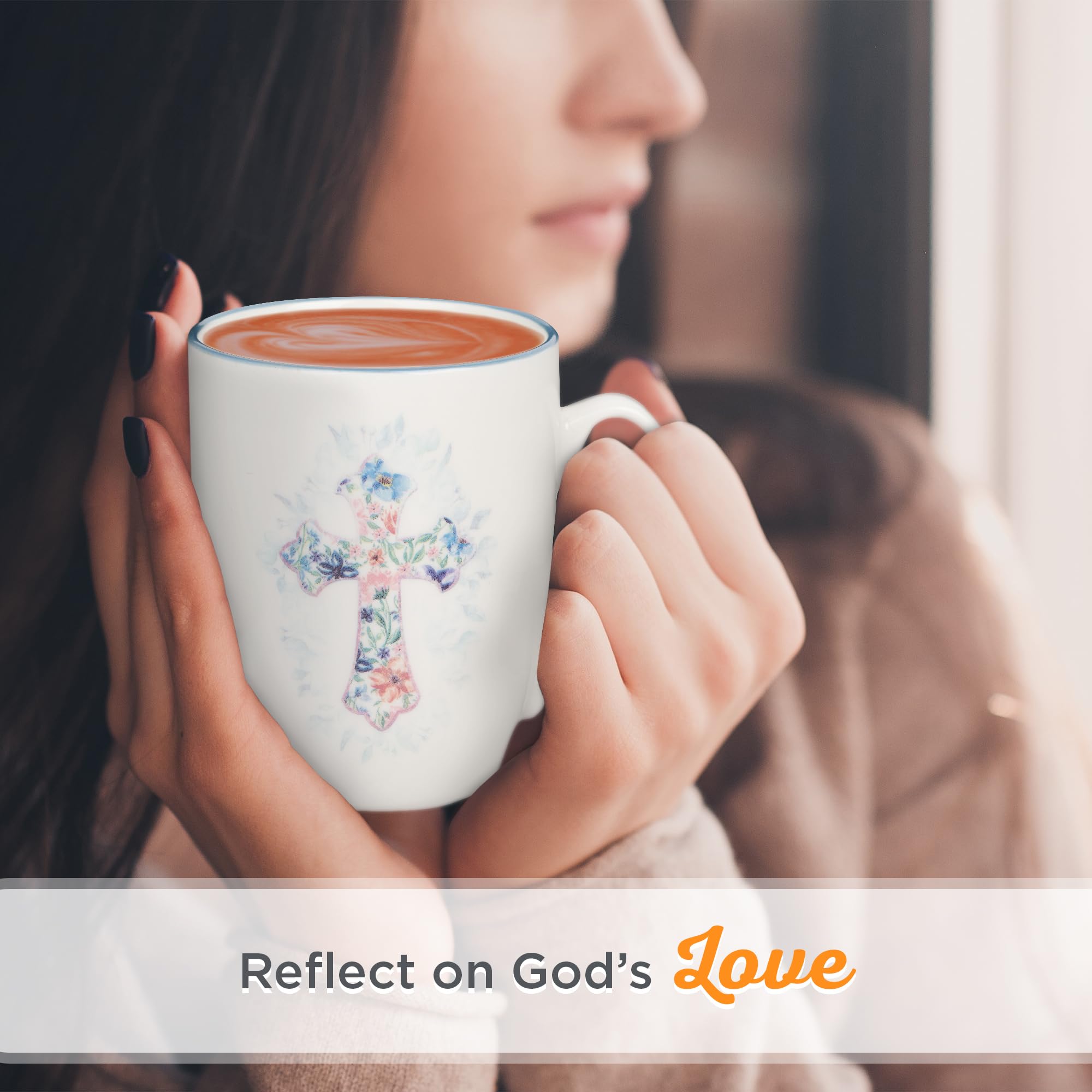Christian Art Gifts Inspirational Ceramic Coffee & Tea Scripture Mug for Women: All Things are Possible Encouraging Bible Verse, Cute Microwave & Dishwasher Safe Drinkware, White & Pink Floral, 12 oz.