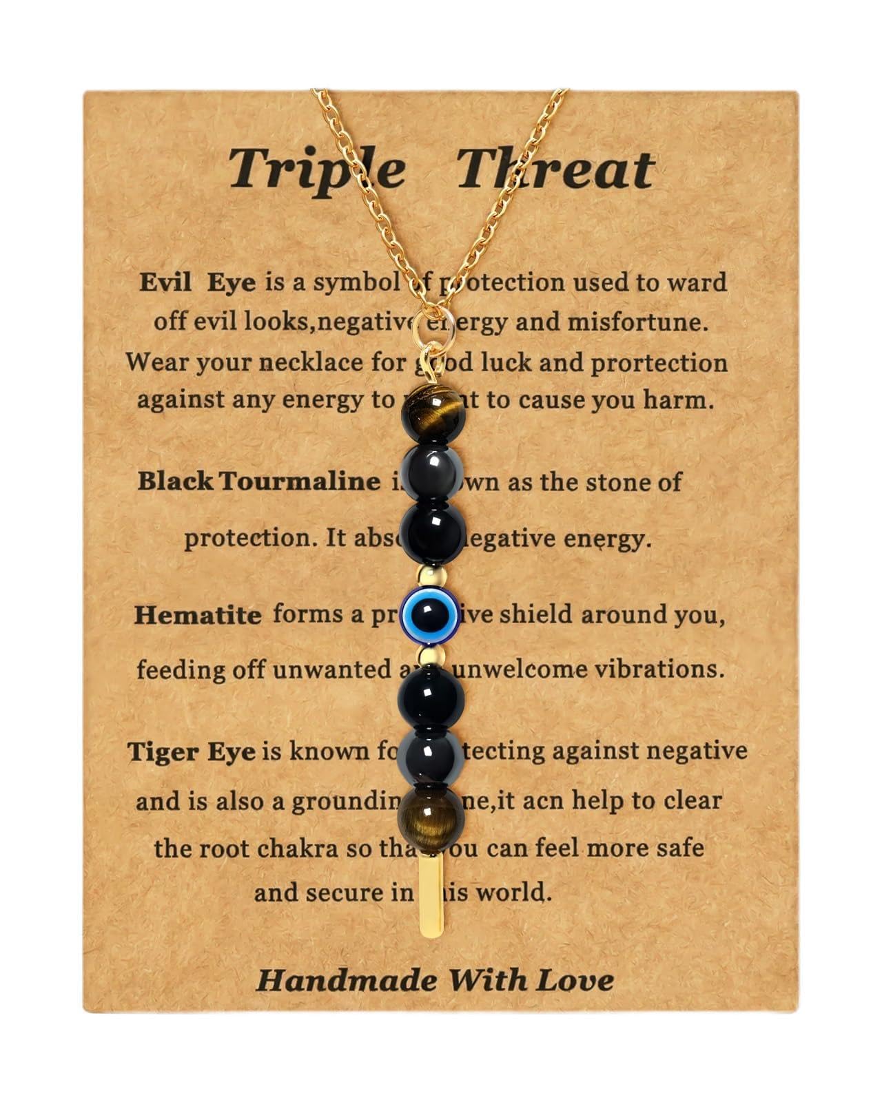 Ronglry Healing Crystals and Stones Necklace Spiritual Crystal Necklace for Women Men Anxiety Necklace Empath Protection New Beginnings Gifts Crystal Pendant Necklace Healing Crystals Jewelry