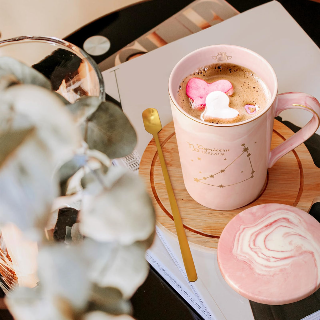 YHRJWN Pisces Gifts for Women, Pisces Constellation Mug, February March Birthdays Gifts for Women Horoscope Astrology Lovers, Pisces Zodiac Sign gifts for Women Girls, 14 Oz Pink with Gift Box