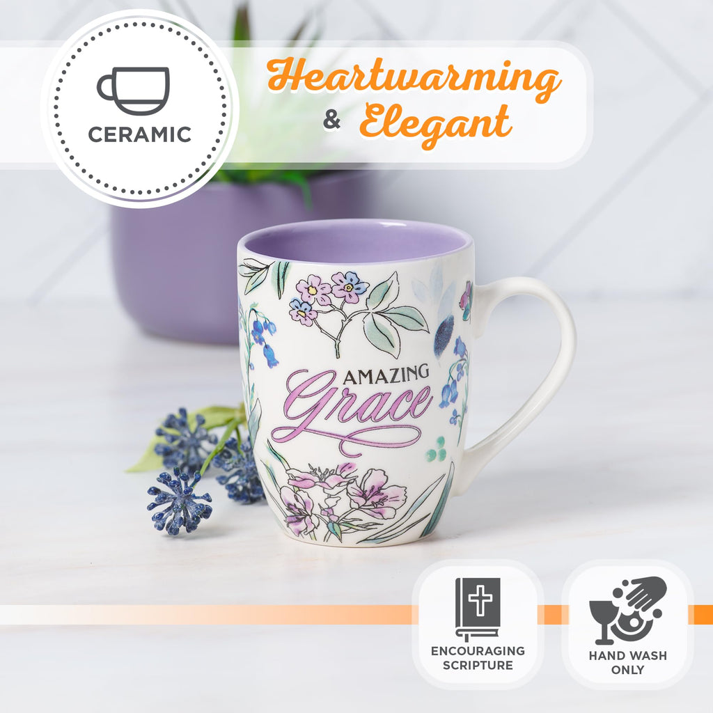 Christian Art Gifts Inspirational Ceramic Coffee & Tea Scripture Mug for Women: All Things are Possible Encouraging Bible Verse, Cute Microwave & Dishwasher Safe Drinkware, White & Pink Floral, 12 oz.