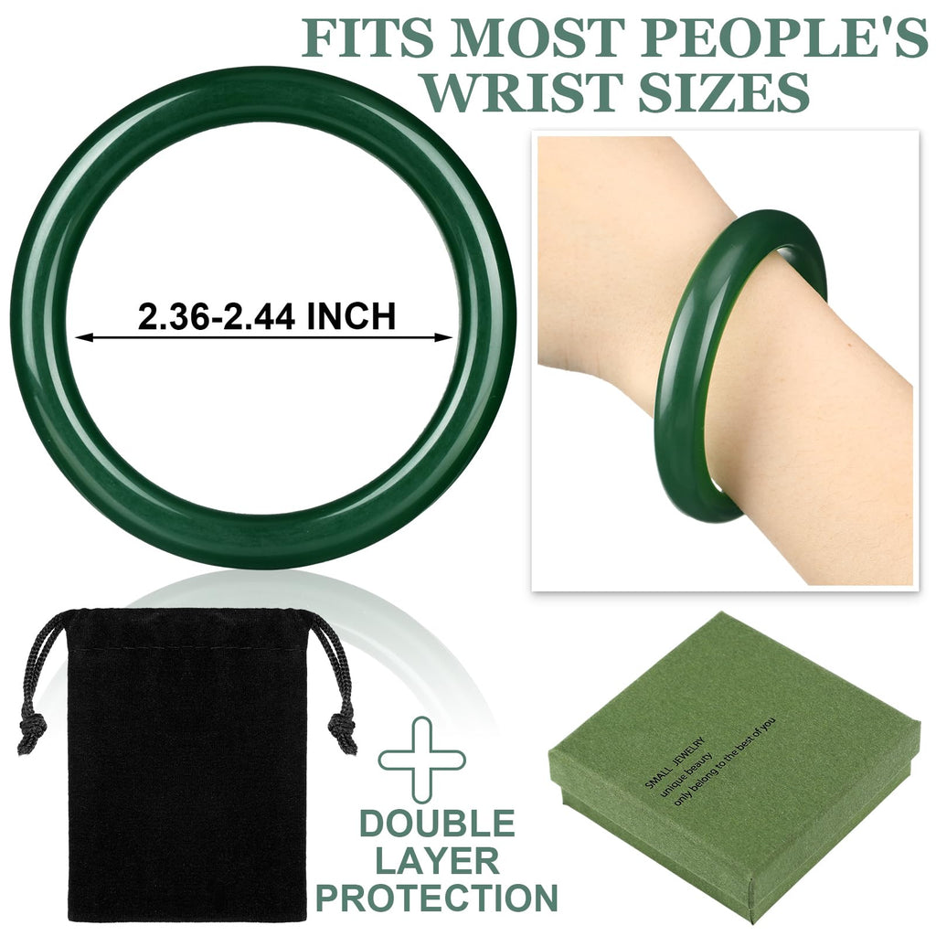Landical 2.4'' Natural Jade Bracelet for Women Jade Bangle Bracelets with Box Good Luck Bangle Jewelry Gift for Mother