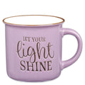 Christian Art Gifts Lavender Camp Style Ceramic Coffee Mug – 13 oz. Microwave & Dishwasher Safe Inspirational Scripture Coffee & Tea Mug for Women with Bible Verse: Let Your Light Shine – Matthew 5:16