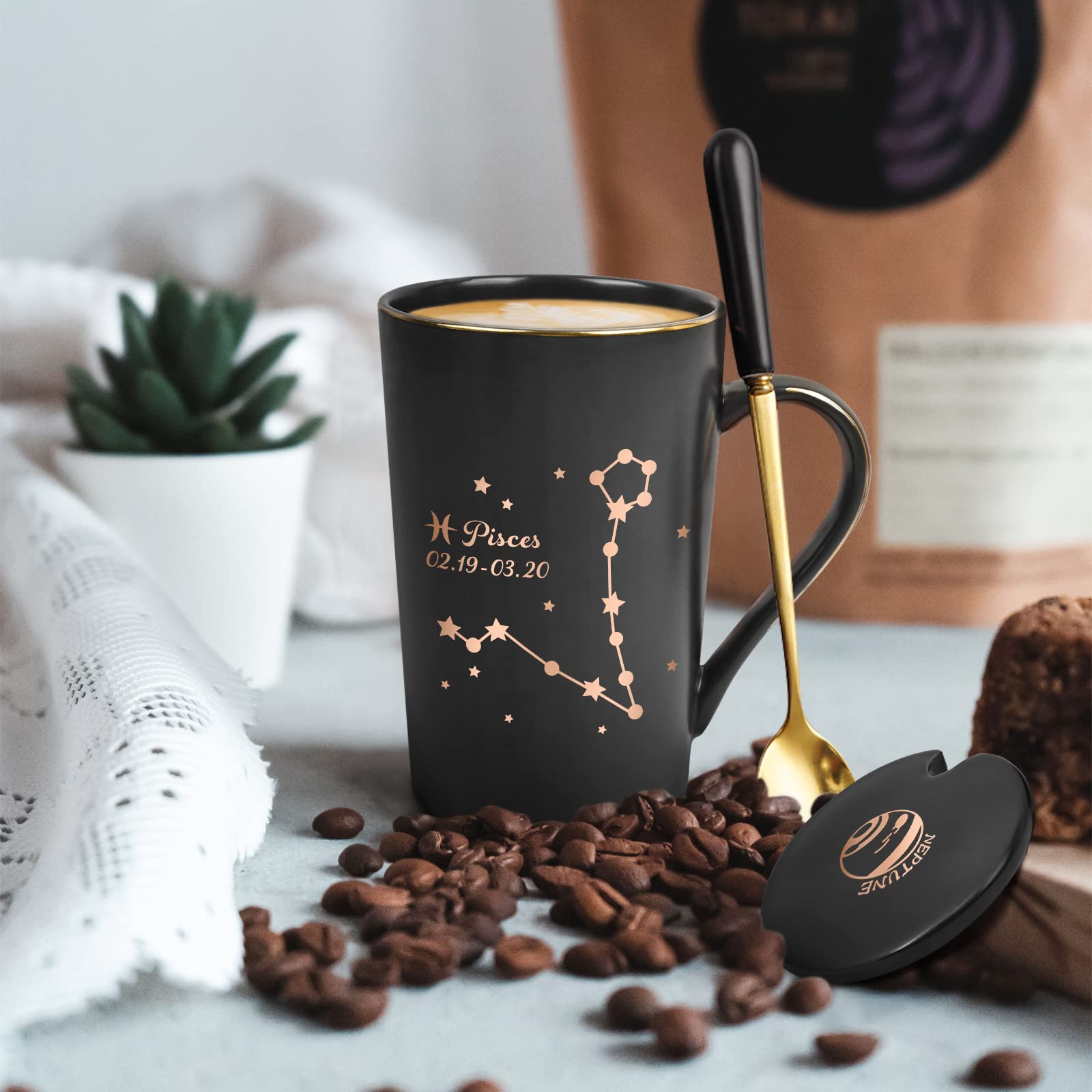 YHRJWN Pisces Gifts for Women, Pisces Constellation Mug, February March Birthdays Gifts for Women Horoscope Astrology Lovers, Pisces Zodiac Sign gifts for Women Girls, 14 Oz Pink with Gift Box