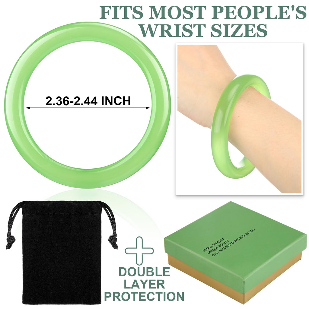 Landical 2.4'' Natural Jade Bracelet for Women Jade Bangle Bracelets with Box Good Luck Bangle Jewelry Gift for Mother