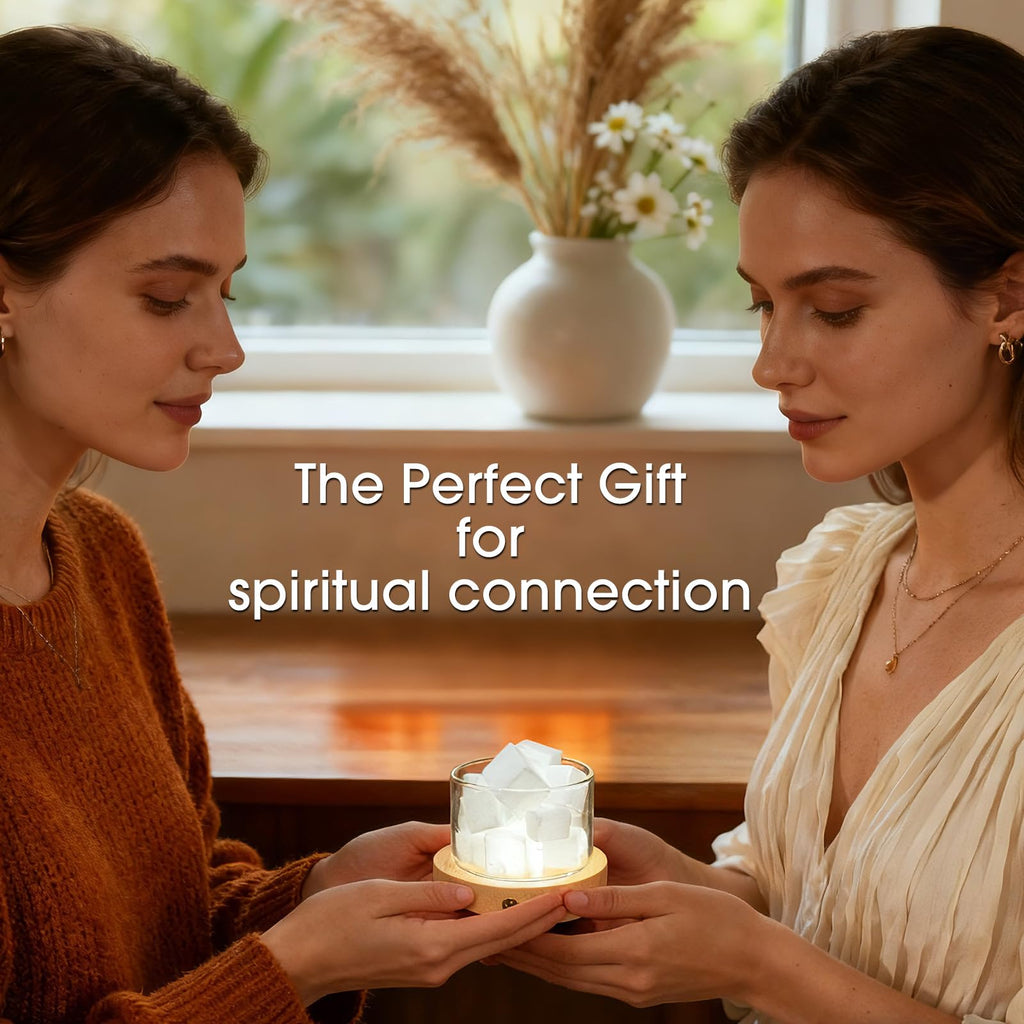 Selenite Crystal Lamp with Wooden Base Selenite Crystals Gift for Women Healing Birthday Meditation Yoga Spiritual Chakra Reiki Energy Cleansing Night Light Home Office Decor