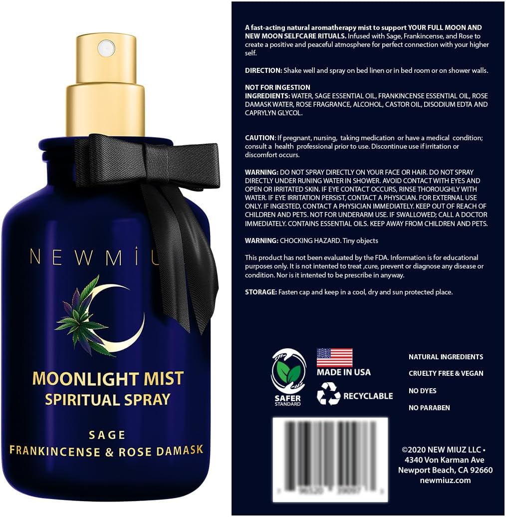 Clearing Sage Smudge Spray Mist Spiritual Aromatherapy for Stress Relief Success Prosperity Frankincense Rose Natural Essential Oils Destress Gift