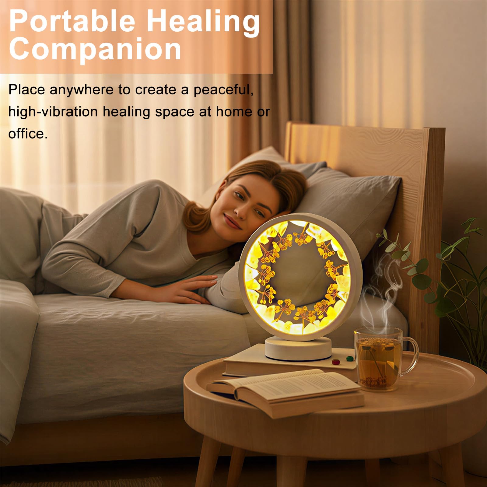 Runyangshi Amethyst Night Lamp 8.6" Natural Healing Crystal Bedside Lamp USB Port 3 Colours Dimming Mode Bedroom Lamp Suitable Night Light for Living Room Bedroom Office Home Decor Ideal Gift