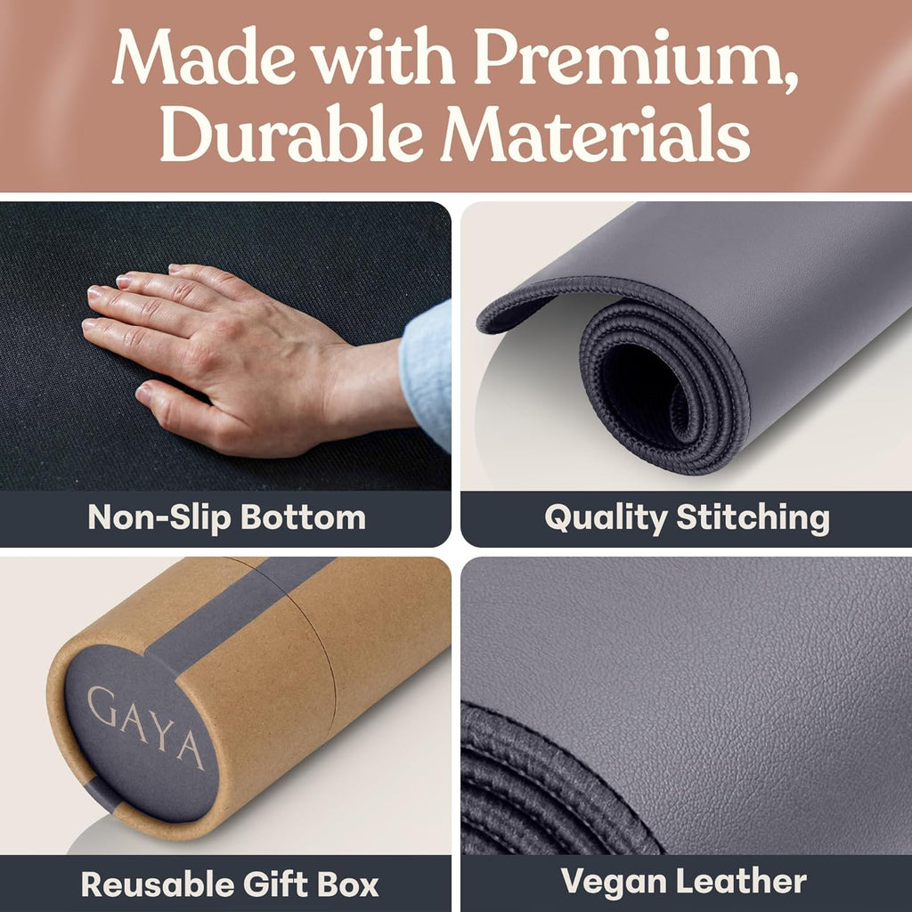 GAYA Grounding Mat for Feet, Sleep Improvement, Back Pain Relief, Muscle Relaxation & Stress, Including 15ft Cord, 100K Ohm Resistor | Conductive Carbon | Earthing Pads for Bed Couch, Desk (24''X16'')