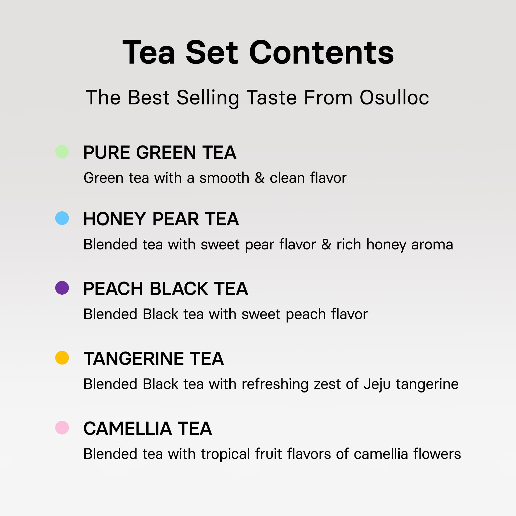 OSULLOC Premium Tea Collection (40 count, 10 flavors x 4 ea), Self Care Sampler Gift Box Variety Pack, Premium Organic Pure & Blended Tea from Jeju